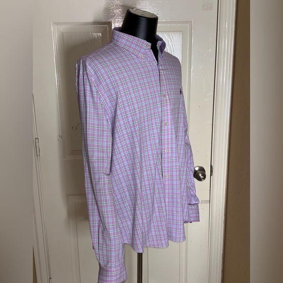 Ralph Lauren Shirt Mens XXL Pink Slim Fit Button Up Performance Pony - Picture 4 of 9